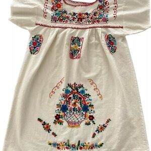 Hand Made Embroidered Mexican Huipil Blouse For Woman Size Small